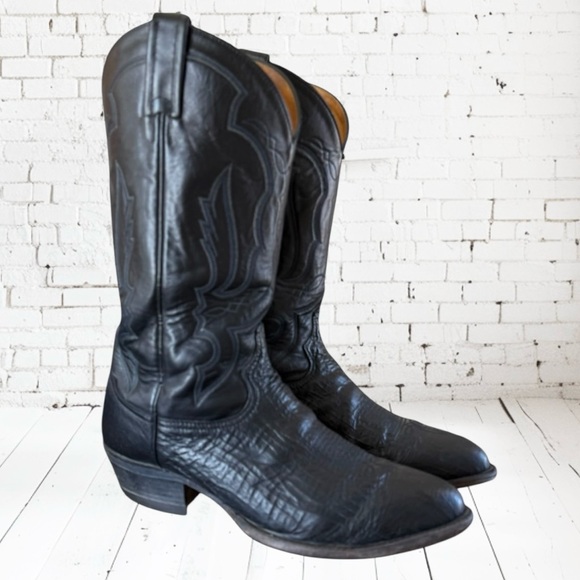 Tony Lama Other - Vintage TONY LAMA Boots Black Leather Western COWBOY Made in USA size 10